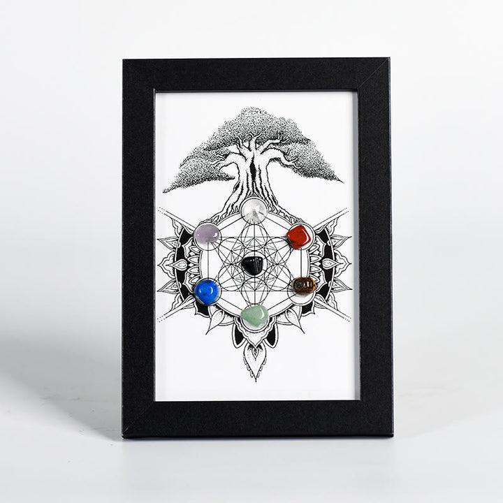 Olivenorma Tree Of Life Pattern Chakra Photo Frame Decoration - Tree Of Life&Chakra#1 - Black Photo Frame - image 2