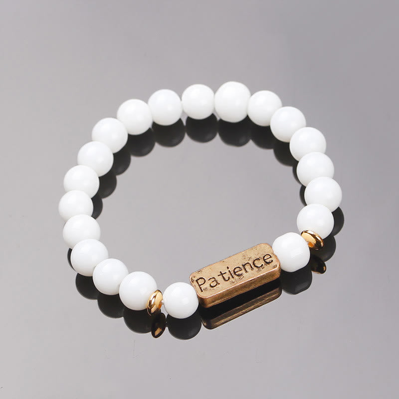 Olivenorma Natural Gemstone Mom Patience Engraving Bracelet - White Jade - image 16