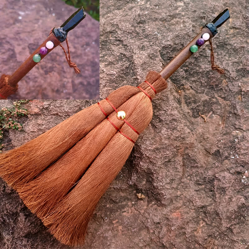 Olivenorma Natural Crystal Magic Broom Ornament - Obsidian - image 3