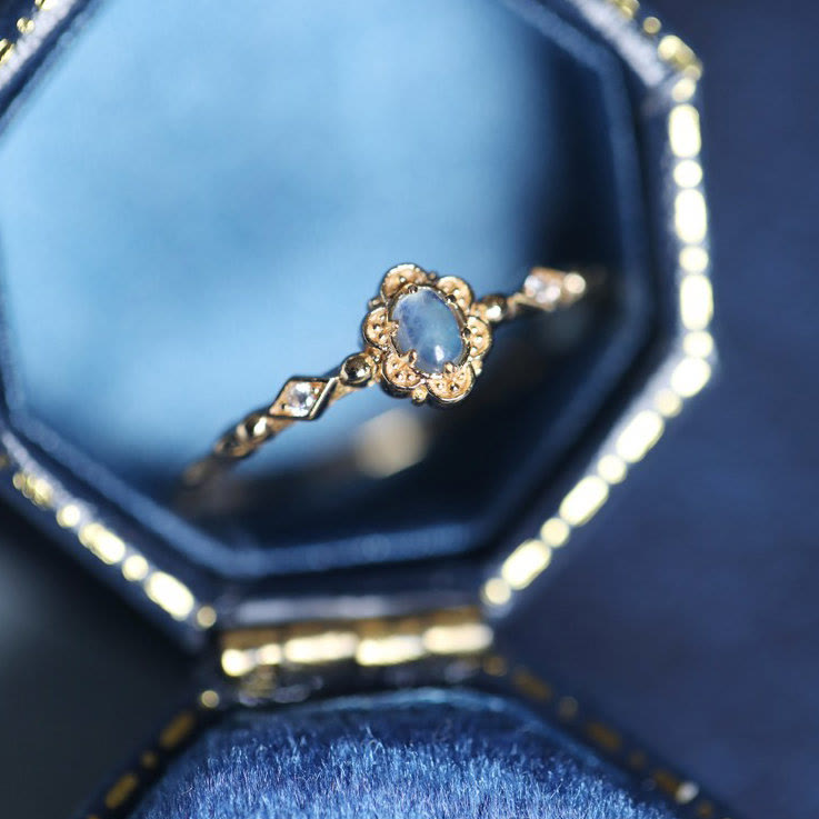 Olivenorma Vintage Natural Aquamarine Daisy Flowers Ring - image 9