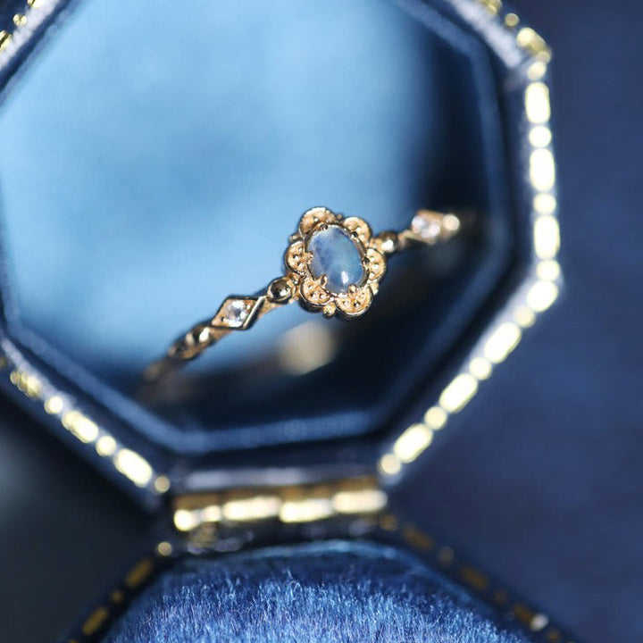Olivenorma Vintage Natural Aquamarine Daisy Flowers Ring - image 9