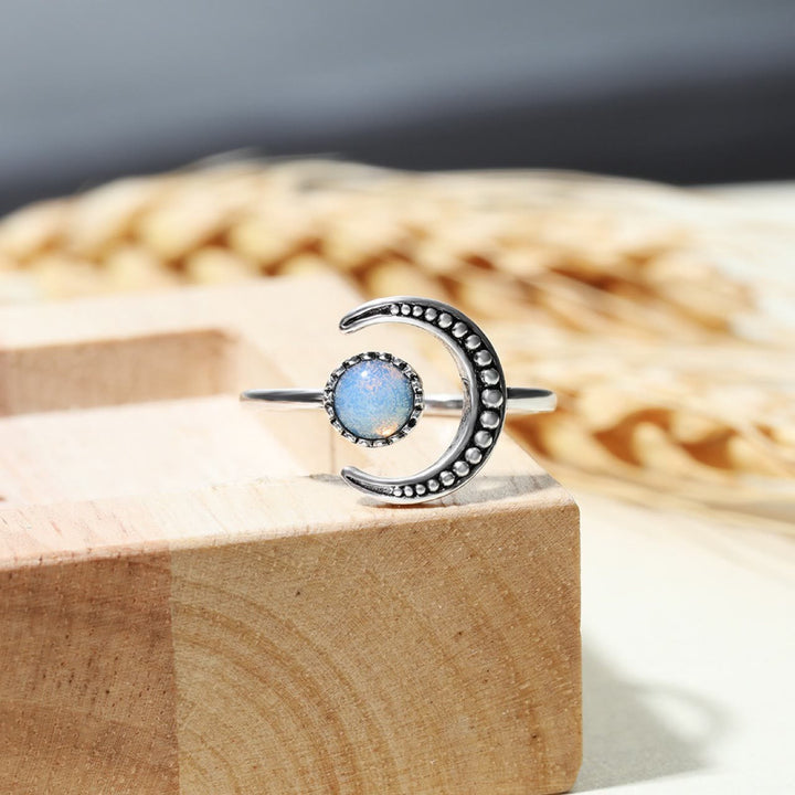 Olivenorma Moon Sun Accessory Moonstone Open Ring - Moonstone&Silver - image 0
