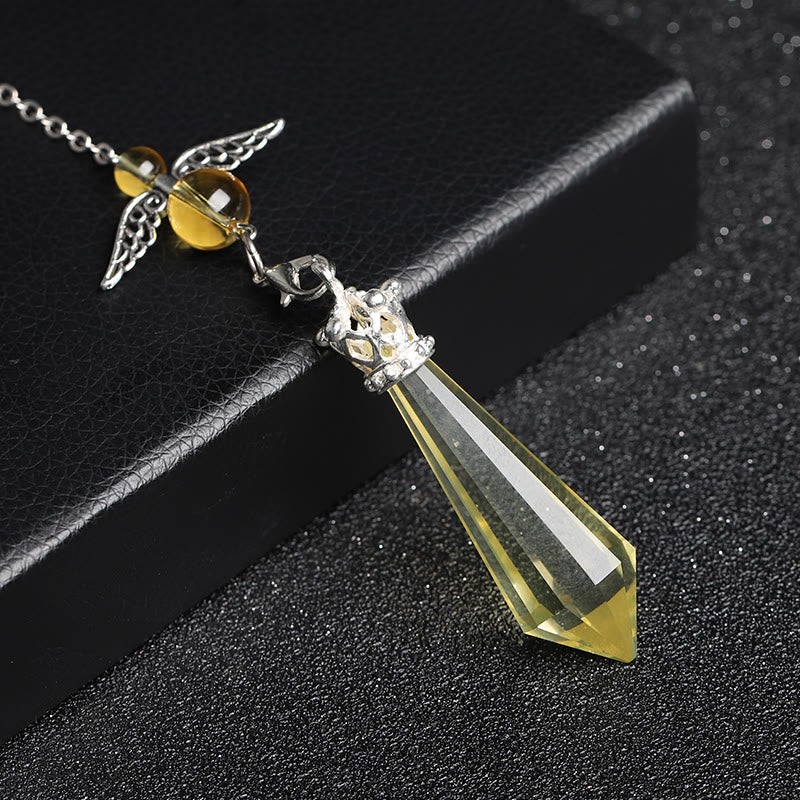 Olivenorma Labradorite Crystal Angel Wings Pendulum - Citrine - image 9