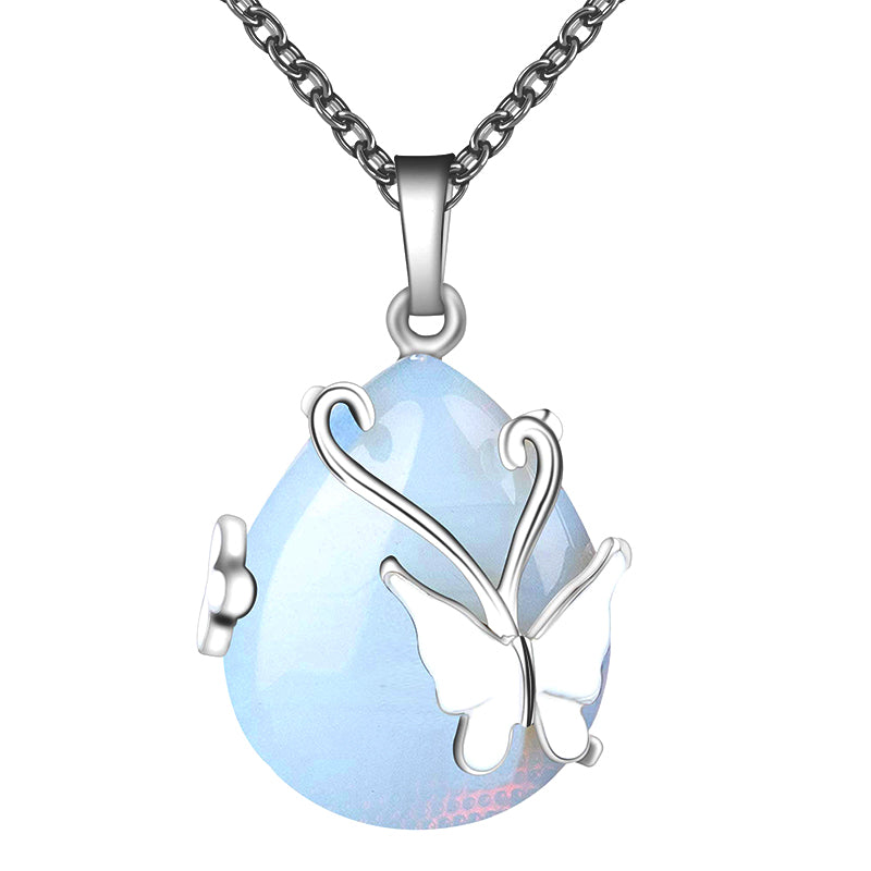 Crystal Butterfly Wings Gemstone Necklace - Opal - image 10