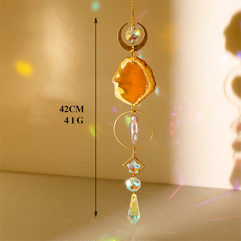 Olivenorma Natural Crystal Agate Chip Suncatcher Wind Chime  - Amber - image 5