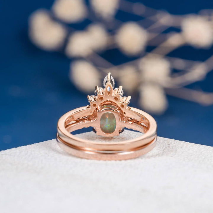 Olivenorma Antique Oval Opal Engagement Rose Gold Ring - image 5