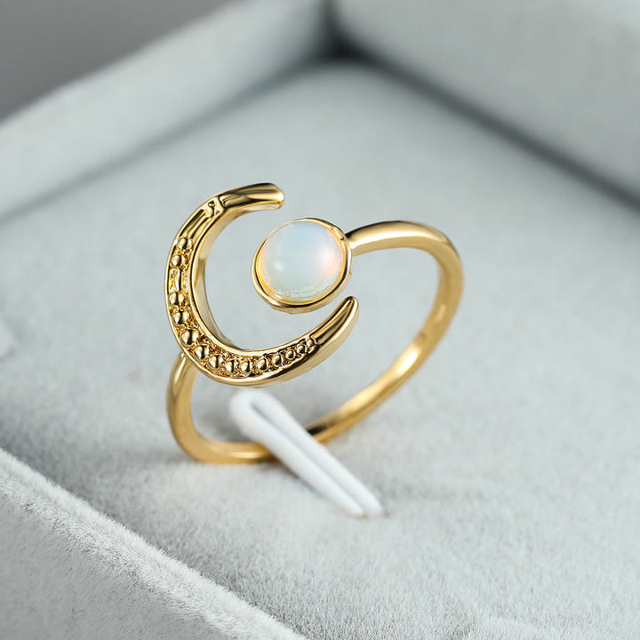Olivenorma Moon Sun Accessory Moonstone Open Ring - Moonstone&Gold - image 5