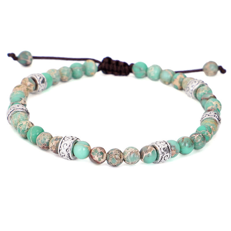 Olivenorma Natural Multicolor Imperial Stone Beaded Braided Bracelet - Lake Green Emperor Stone - image 7