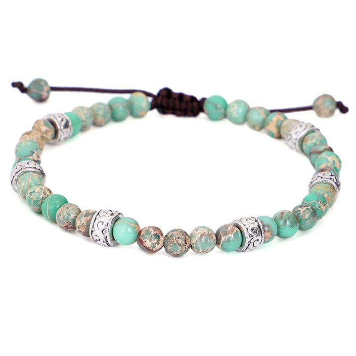 Olivenorma Natural Multicolor Imperial Stone Beaded Braided Bracelet - Lake Green Emperor Stone - image 7