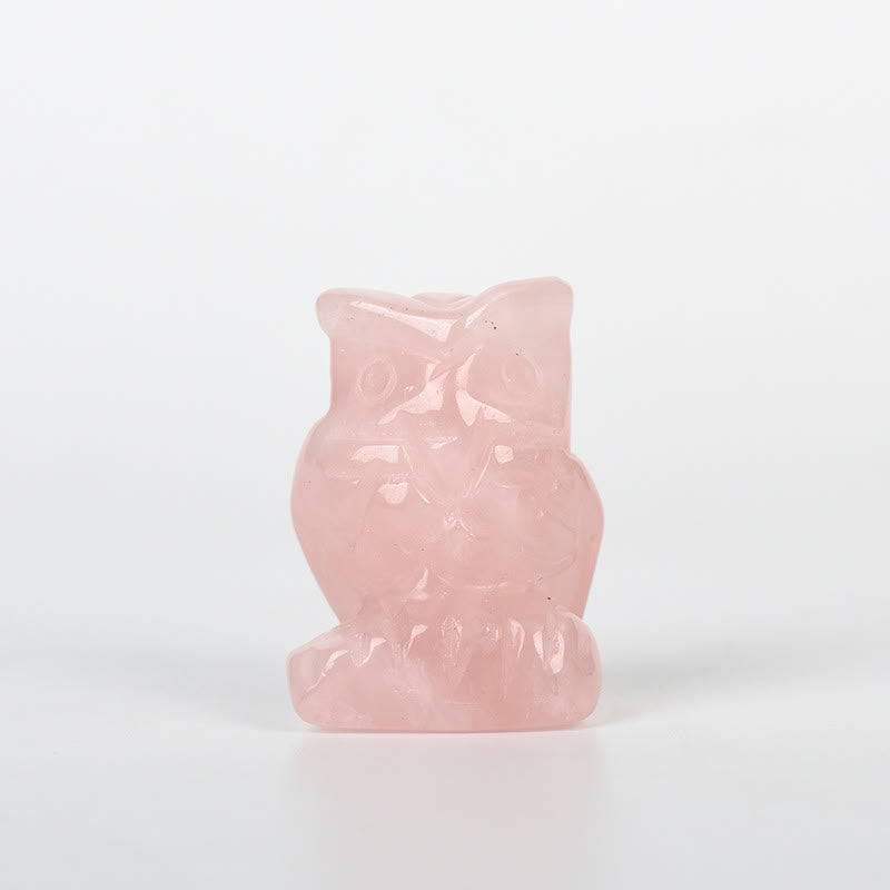 Olivenorma Natural Crystal Owl Ornament Carving Crafts - Rose Quartz - image 3