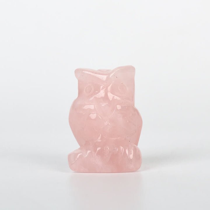 Olivenorma Natural Crystal Owl Ornament Carving Crafts - Rose Quartz - image 3