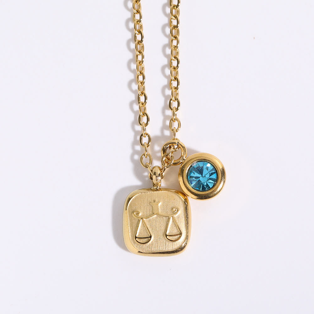Olivenorma Twelve Zodiac Twelve Month Birthstone Pendant Necklace - Aquamarine & Libra - image 15