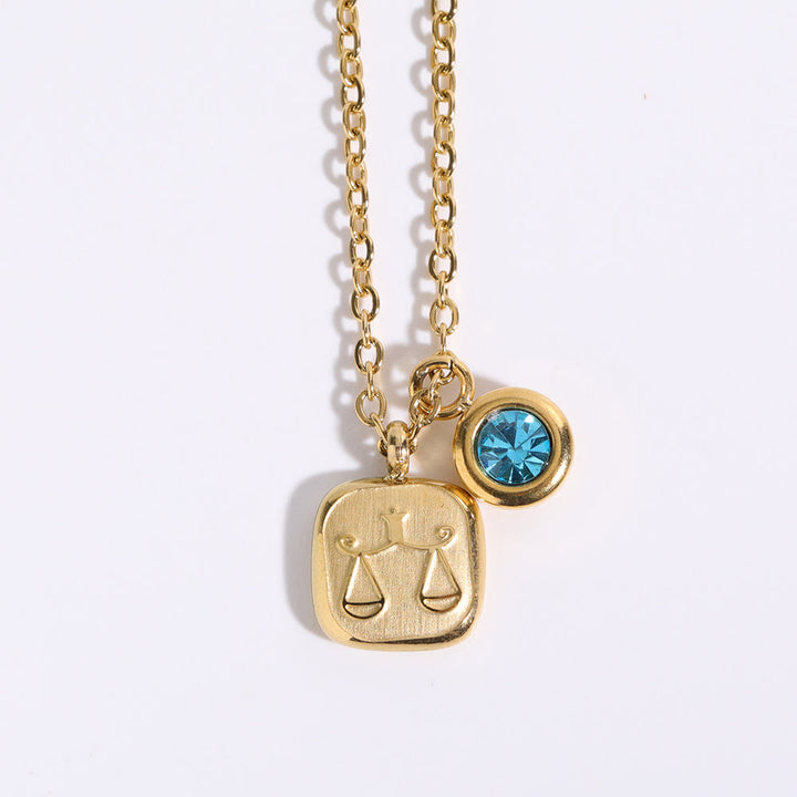 Olivenorma Twelve Zodiac Twelve Month Birthstone Pendant Necklace - Aquamarine & Libra - image 15