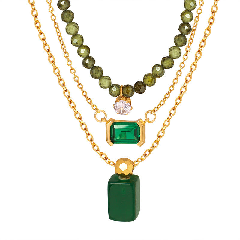 Olivenorma Emerald Green Aventurine Peridot Pendant Beaded Necklace - image 0
