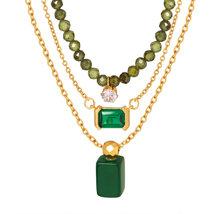 Olivenorma Emerald Green Aventurine Peridot Pendant Beaded Necklace - image 0