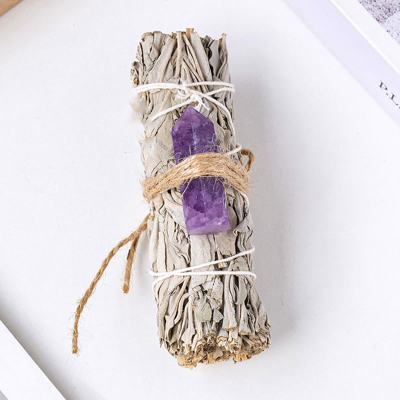 Olivenorma White Sage Hexagonal Prism Crystal Aromatherapy Gemstone Decoration - Amethyst - image 1