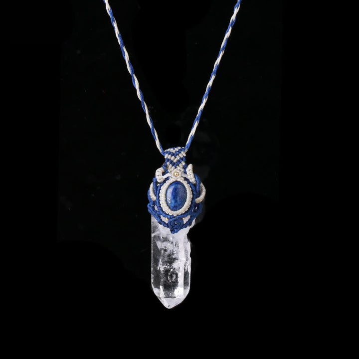 Olivenorma Clear Quartz Braided Rope Natural Stone Pendant Necklace - Clear Quartz&Lapis Lazuli - image 1