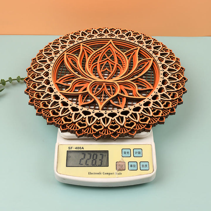 Olivenorma Lotus Mandala Wooden 3D Engraving Wall Decor - image 6