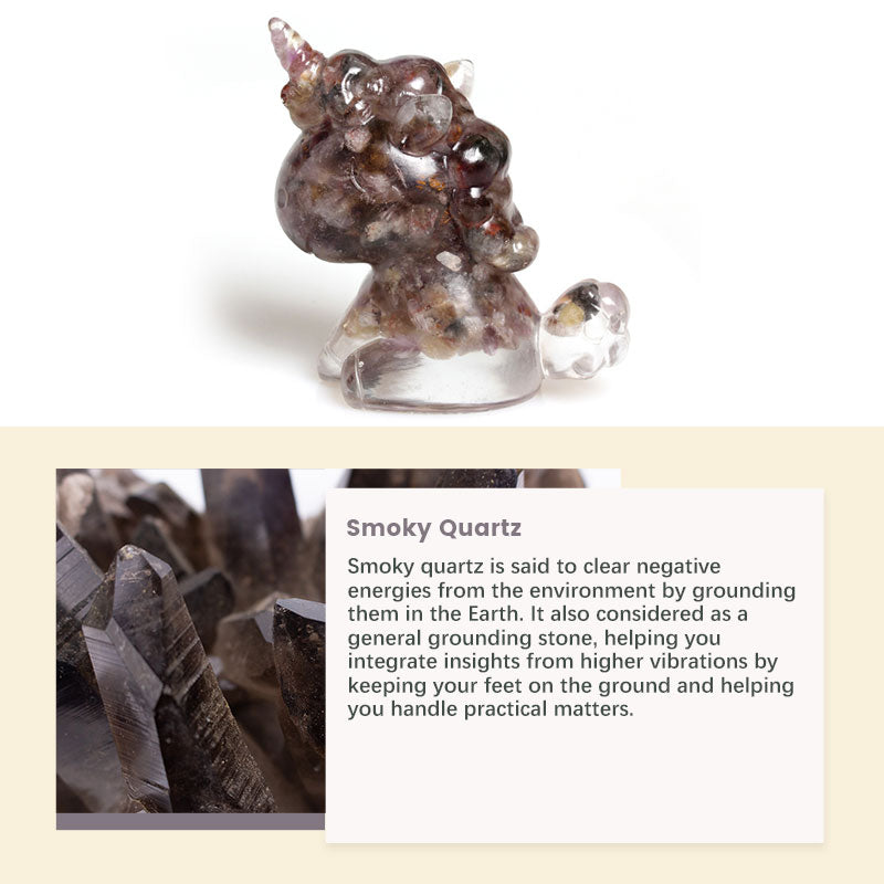 Olivenorma Colored Crystal Unicorn Decoration - Smoky Quartz - image 6