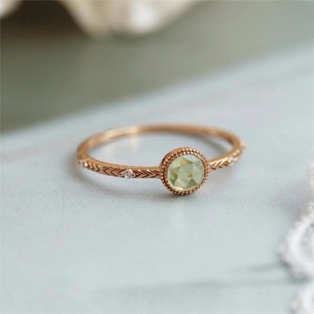 Olivenorma Natural Round Cut Green Peridot Ring - Peridot - image 0