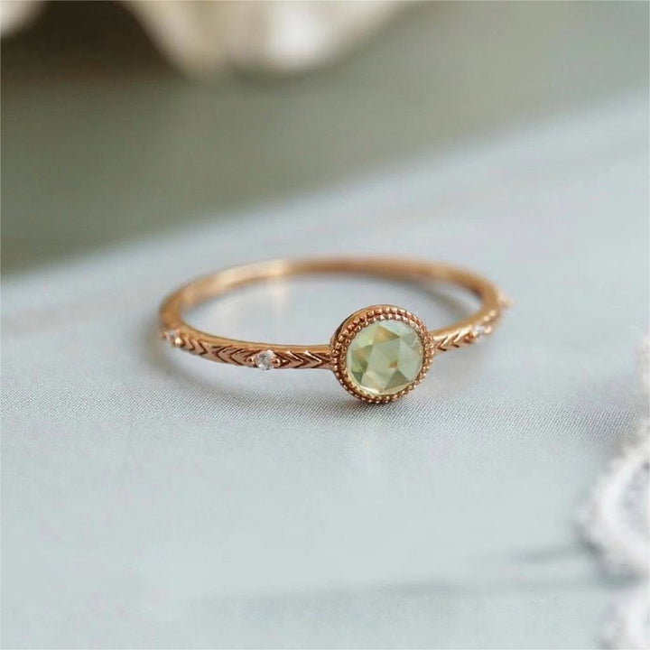 Olivenorma Natural Round Cut Green Peridot Ring - Peridot - image 0