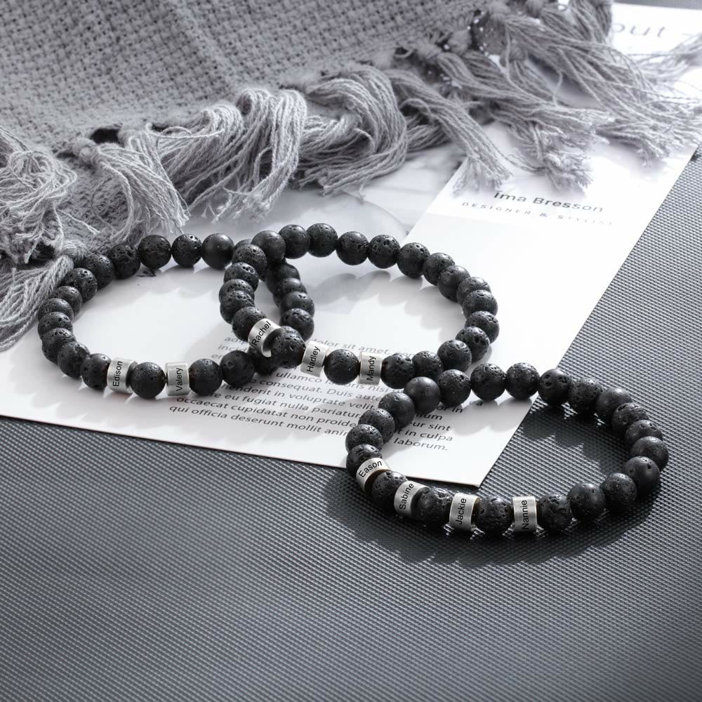 Olivenorma Natural Stone Engraving Personalized Beads Men Bracelet - image 47