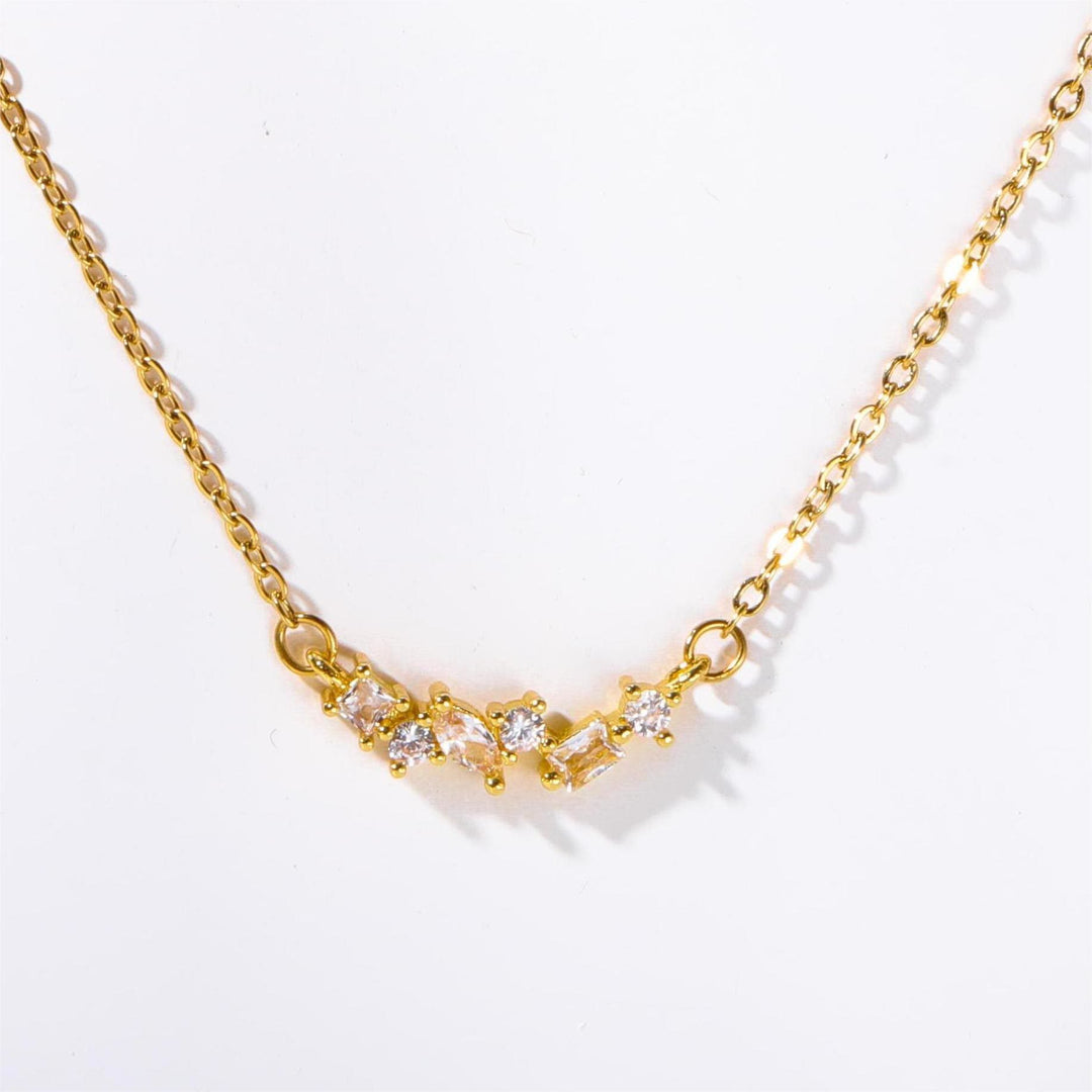 Olivenorma Multiple Birthstone Beaded Pendant Copper Plated Gold Necklace - April & Simulated Diamond - image 7