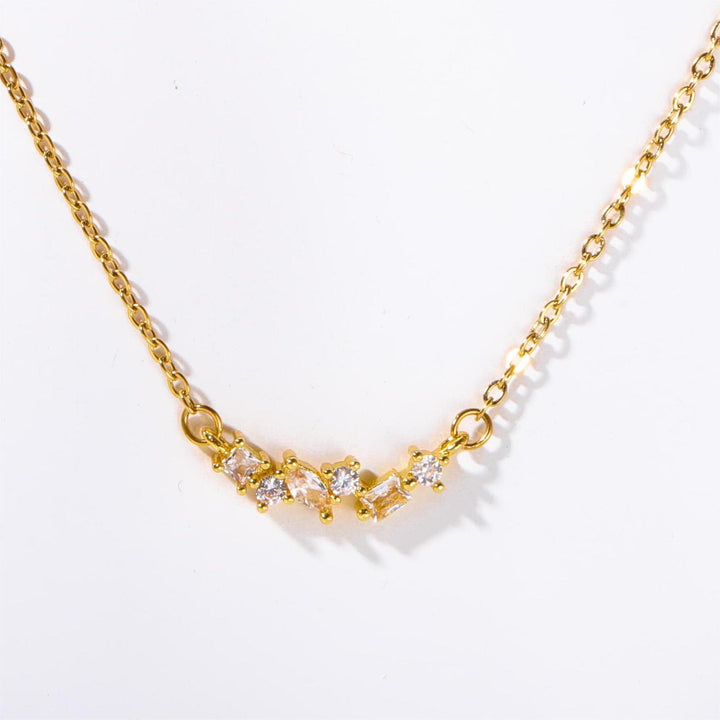 Olivenorma Multiple Birthstone Beaded Pendant Copper Plated Gold Necklace - April & Simulated Diamond - image 7