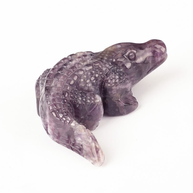 Olivenorma 2'' Crystal Carved Crocodile Figurine Gemstone Decoration - Amethyst - image 5