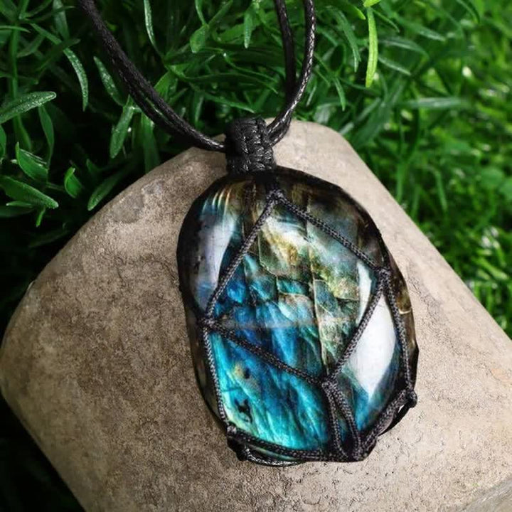 Olivenorma Wrapped Dragons Heart Natural Labradorite Stone Necklace - image 5