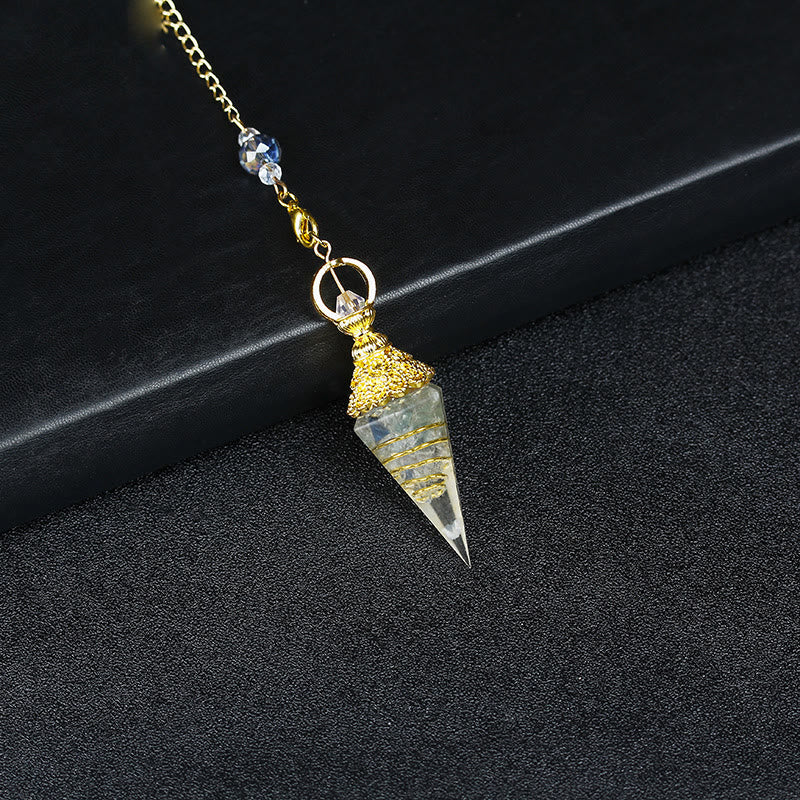 Olivenorma Natural Crystal Resin Hexagonal Pyramid Pendulum - Fluorite - image 11