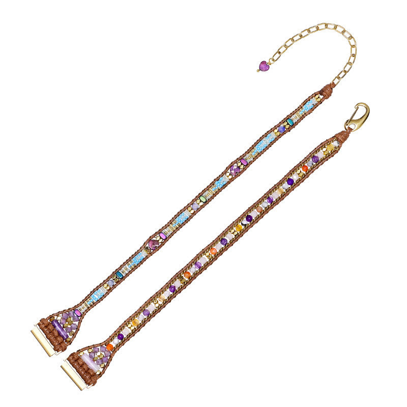 Olivenorma Purple Blue Crystal Beaded Braided Samsung Strap Bracelet - image 4