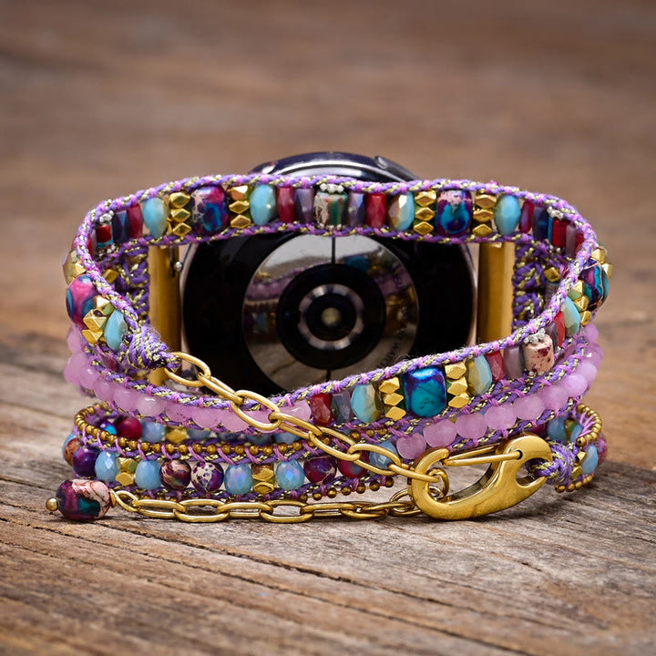 Olivenorma Crystal Beaded Purple Braided Samsung Strap Bracelet - image 1