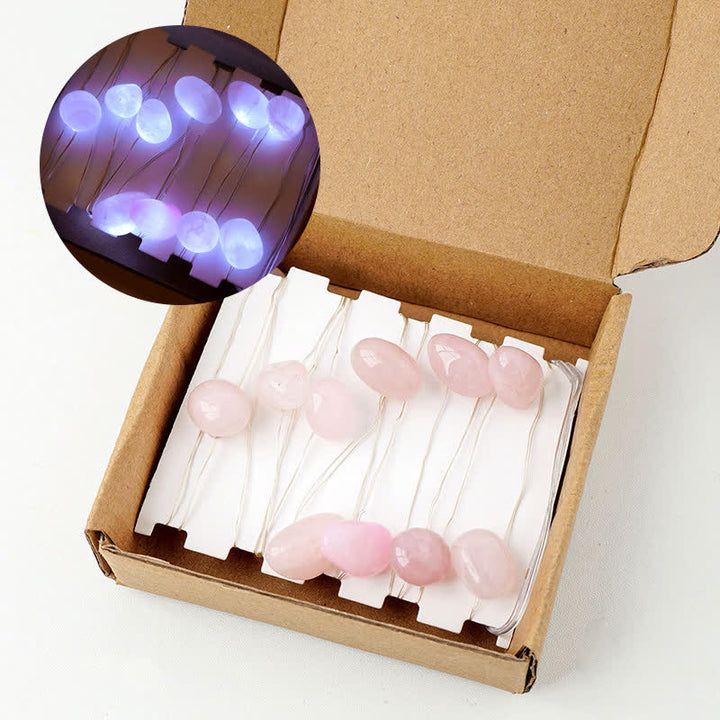 Olivenorma Natural Crystal Polished Stones Lamp Christmas Atmosphere Decoration - Rose Quartz - image 6