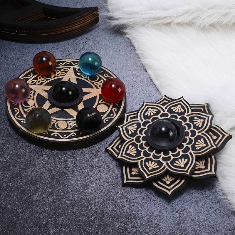 Olivenorma Lotus Display Wooden Crystal Ball Stand Decoration - image 0