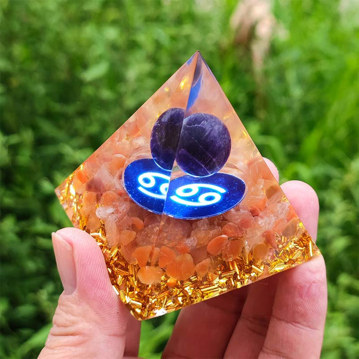 Olivenorma Amethyst with Carnelian Cancer Zodiac Orgone Pyramid - image 2