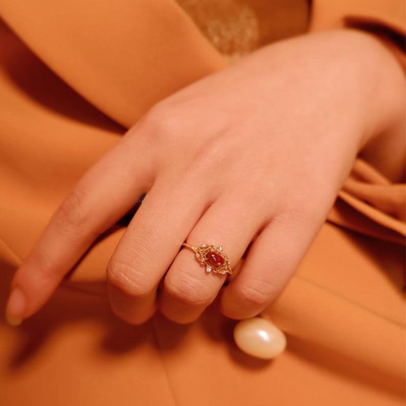 Olivenorma Night Rose-Natural Garnet Ring - image 1
