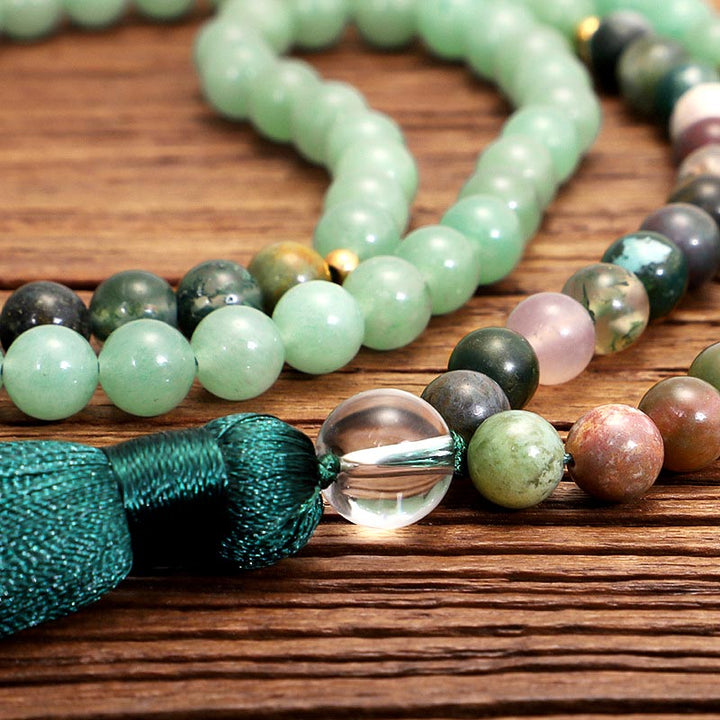 Olivenorma Green Aventurine Indian Agate Necklace Bracelet Mala - image 6
