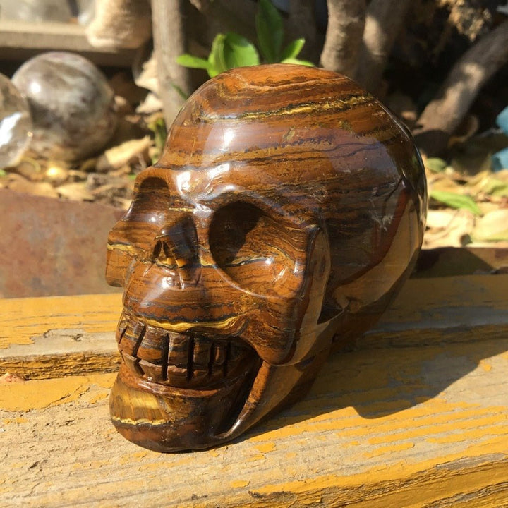 Olivenorma Tiger Eye Stone Crystal Skull Decoration - Tiger Eye - image 0