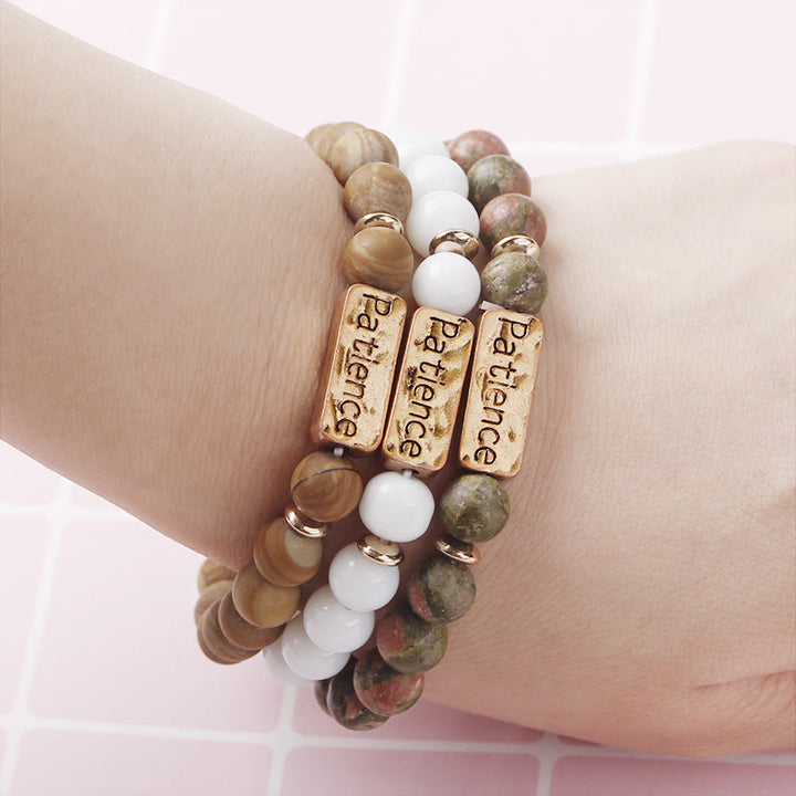 Olivenorma Natural Gemstone Mom Patience Engraving Bracelet - image 17