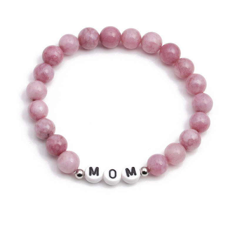 Olivenorma Engraving Mom Mama Natural Stone Beaded Bracelet - image 2