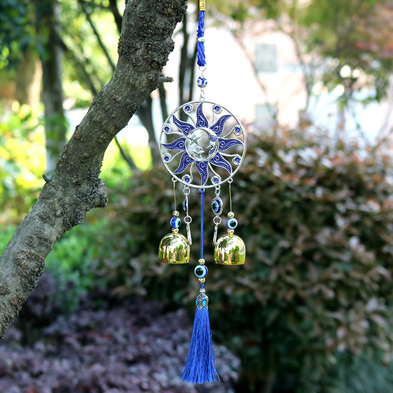 Olivenorma Retro Sun Evil Eye Protection Wind Chime - Yellow Bell - image 2