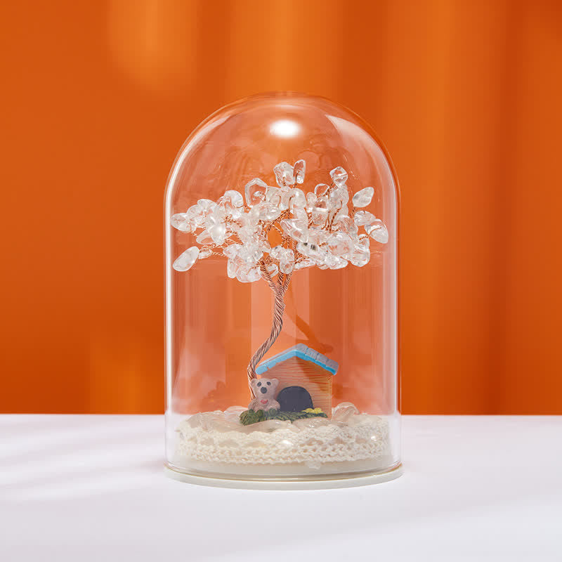 Olivenorma Natural Crystal Glass Cover Feng Shui Tree Decoration - Clear Crystal & Tree & House - image 1