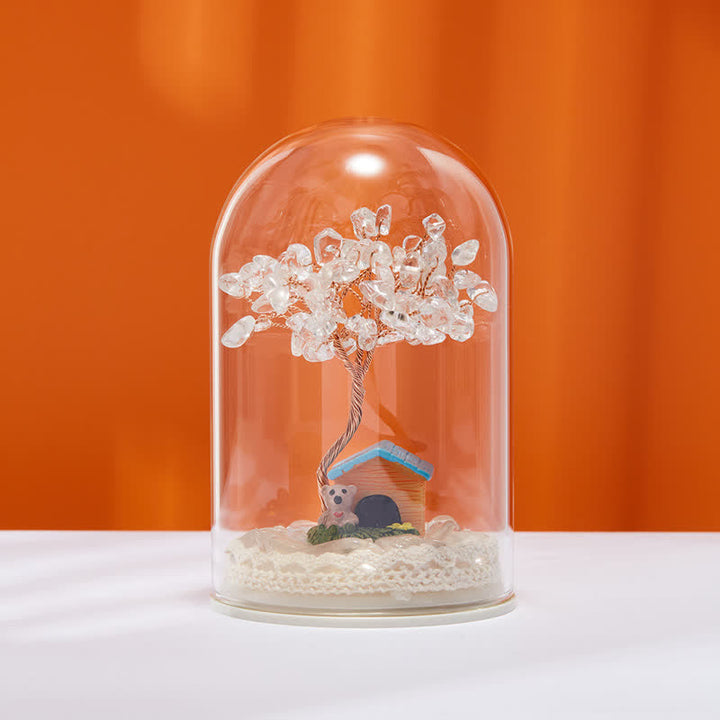 Olivenorma Natural Crystal Glass Cover Feng Shui Tree Decoration - Clear Crystal & Tree & House - image 1
