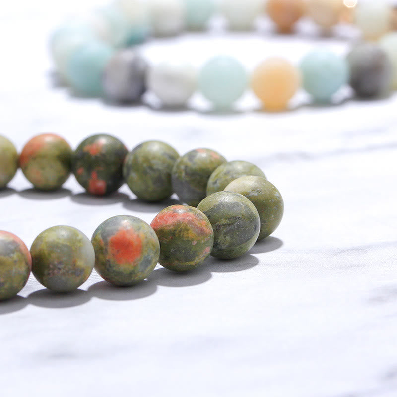 Olivenorma Natural Gemstone Her King /His Queen 2 Piece Engraving Bracelet - image 7