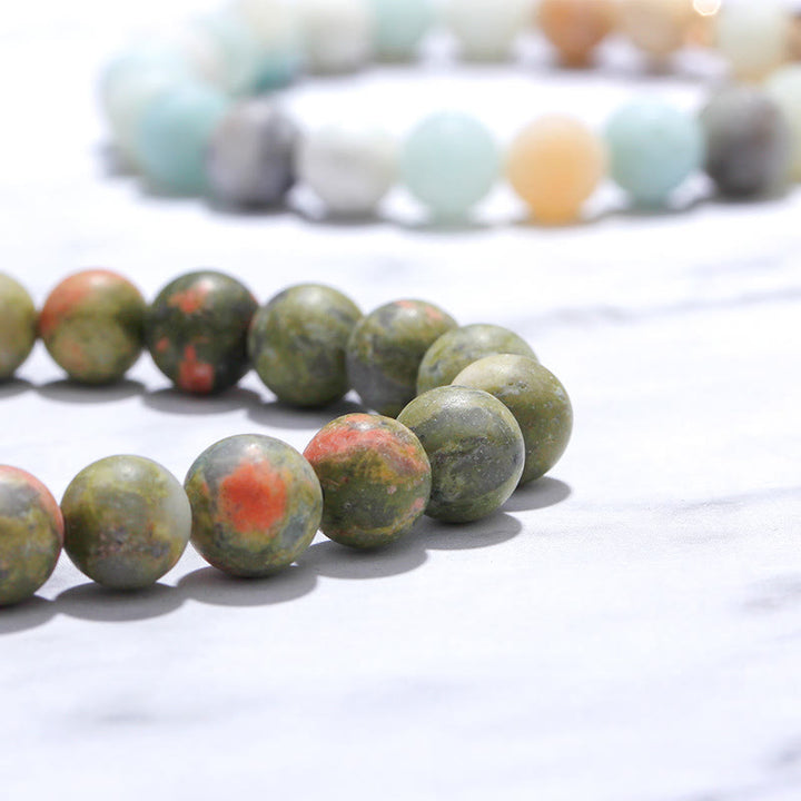 Olivenorma Natural Gemstone Her King /His Queen 2 Piece Engraving Bracelet - image 7