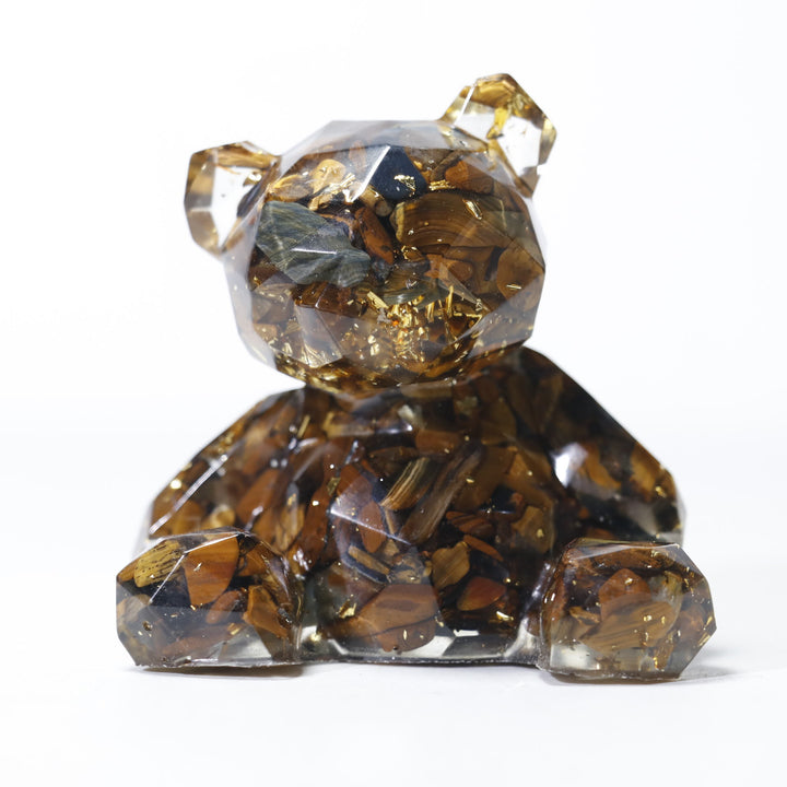Olivenorma Crystal Gravel Resin Bear Ornament Gemstone Decoration - Tiger Eye - image 33