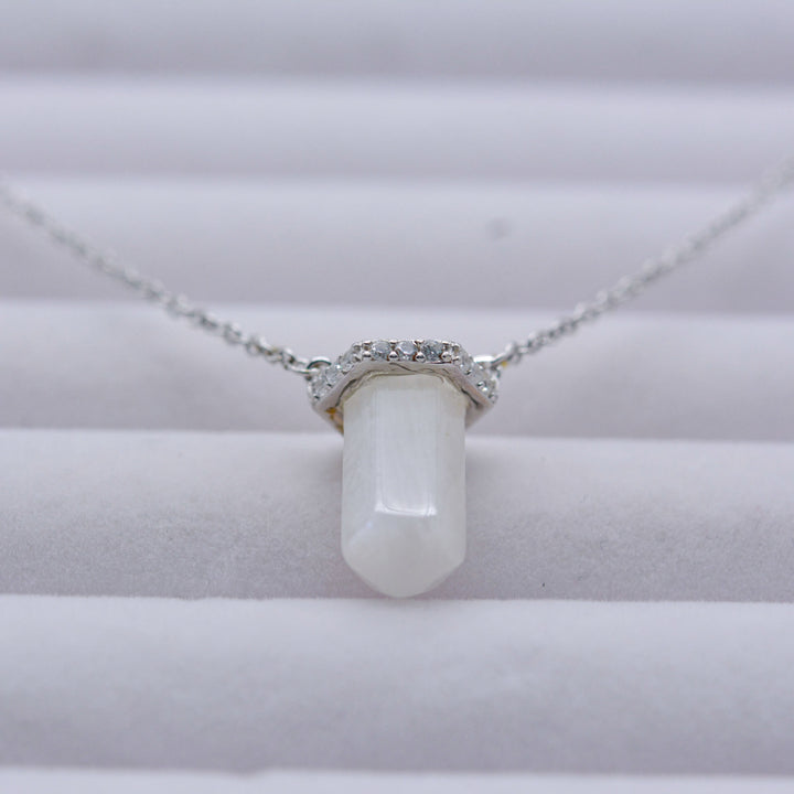 Olivenorma Hexagon Clear Quartz Silver Rose Gold Necklace - image 4