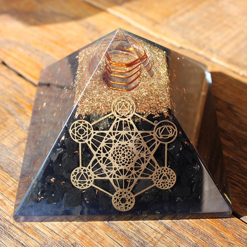 Olivenorma Black Tourmaline Metatron's Cube Protection Orgone Pyramid - image 1