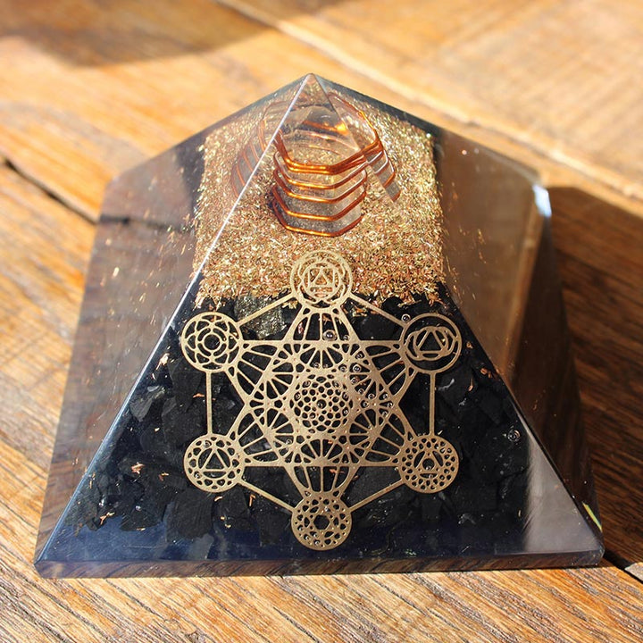 Olivenorma Black Tourmaline Metatron's Cube Protection Orgone Pyramid - image 1
